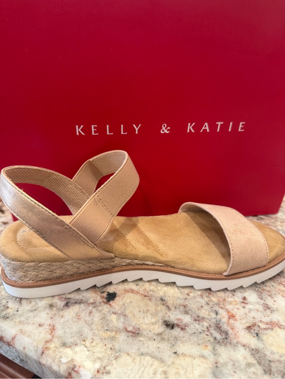 Kelly & Katie Women's Nude Elastic Strap Sandal 6.5